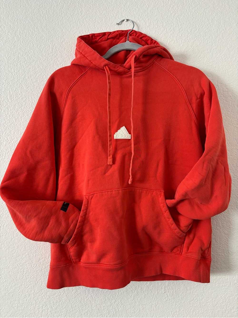 adidas Red Orange Hooded Pullover Sweatshirt size M